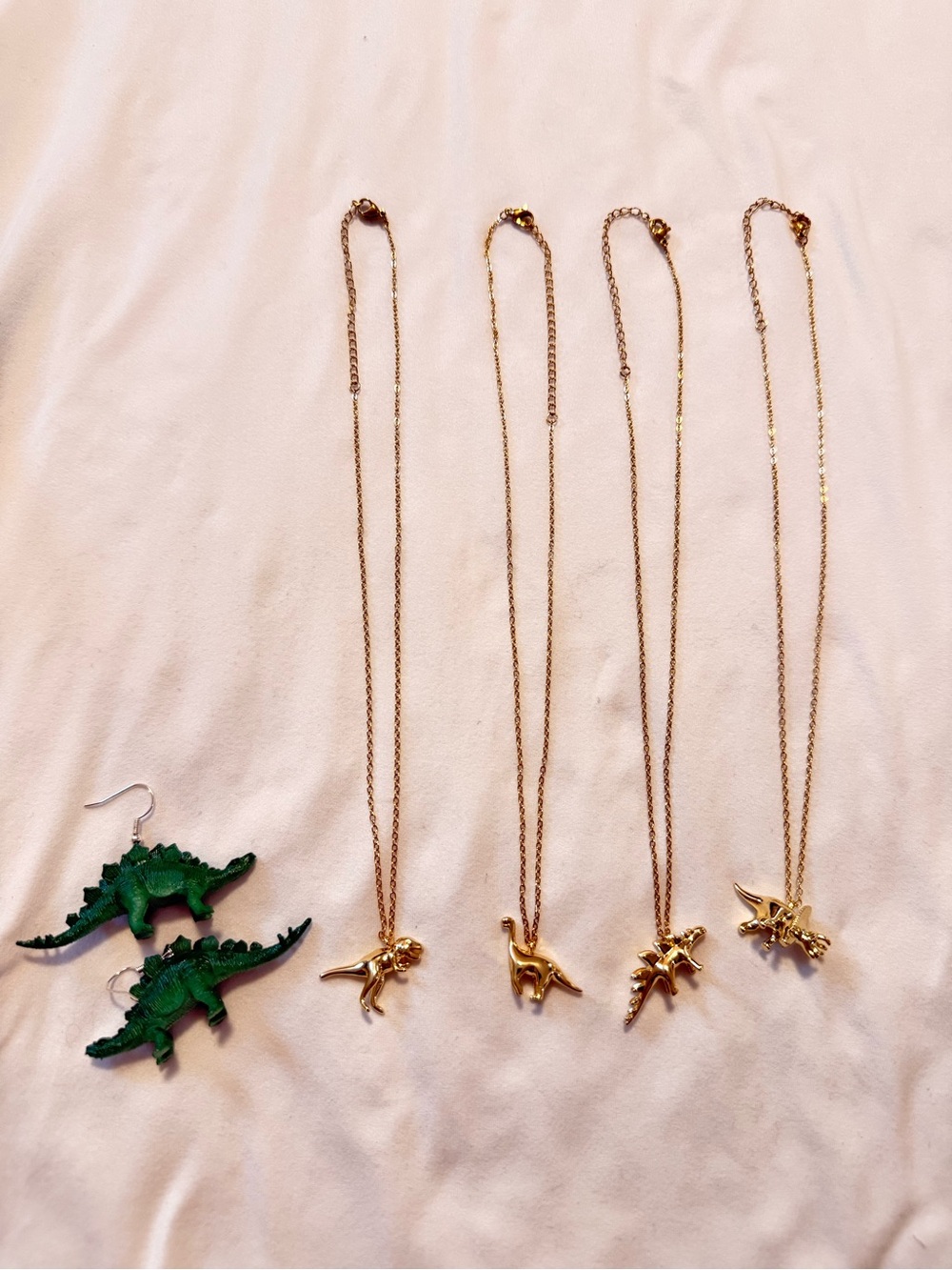 Dinosaur Pendant Necklaces with Green Dinosaur Earrings EACH SOLD SEPARATELY